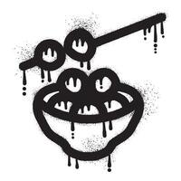 Meatball food graffiti drawn with black spray paint vector