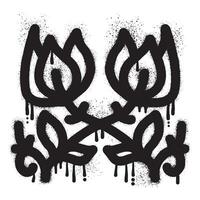 Abstract floral design graffiti drawn with black spray paint vector