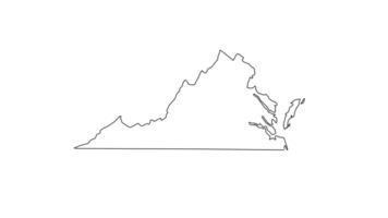 animated sketch of a map of the state of Virginia video