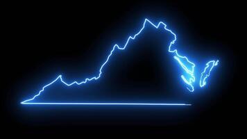 virginia stat Karta animering med lysande neon effekt video