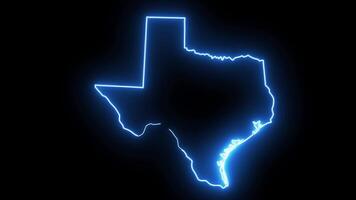 Texas staat kaart animatie met gloeiend neon effect video