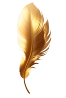 Gold feather Beautiful graceful golden bird feather, decoration for cards or design elemnt png