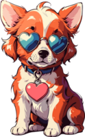 AI generated Puppy wear Love Sunglasses Art png