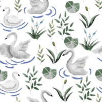 Cute Goose Watercolor Seamless Pattern png