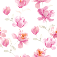 Pink Magnolia Hand Painted Watercolor Flower Seamless Pattern png