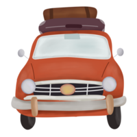 Car Illustration With Luggage On The Top png