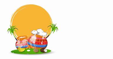 Animated Happy Pongal festival greetings video on white.