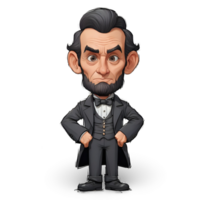 abraham lincoln cartoon character, on transparent background png