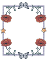 poppy frame and border botanical illustration png