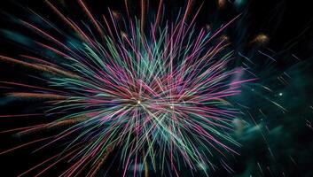 AI generated fireworks bursting in the sky over a black background photo