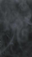 Slow motion vertical video of white smoke, fog, mist, vapor on a black background.