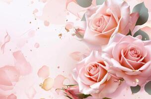 AI generated pink rose background for a pink party invitation photo