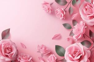 AI generated pink rose background for a pink party invitation photo