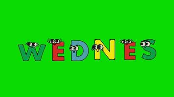woensdag naam van de dag van de week naam van de dag van een maand geanimeerd tekenfilm video. video