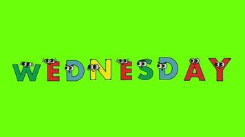 Wednesday the name of a day Name of the day of the week name of the day of a month animated cartoon video. video