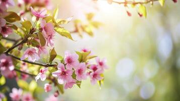 AI generated spring natural frame background with copy space photo