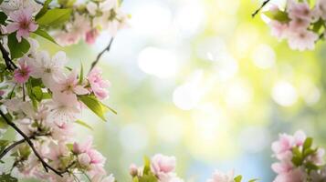 AI generated spring natural frame background with copy space photo