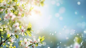 AI generated spring natural frame background with copy space photo