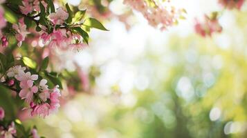 AI generated spring natural frame background with copy space photo