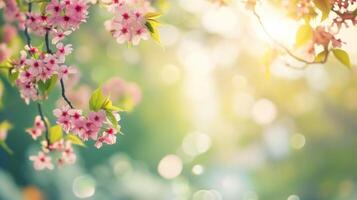 AI generated spring natural frame background with copy space photo