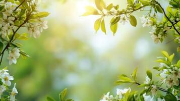 AI generated spring natural frame background with copy space photo