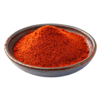 AI generated Red Chili powder in a bowl isolated in a transparent background. Paprika PNG