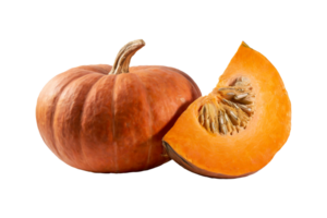 AI generated Sliced Pumpkin isolated in a transparent background. Pumpkin PNG