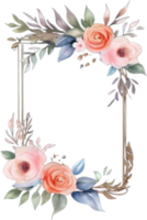 AI generated Wedding Frame with Flowers Illustration png