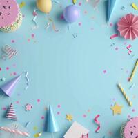 AI generated birthday template transparent background with colourful party photo