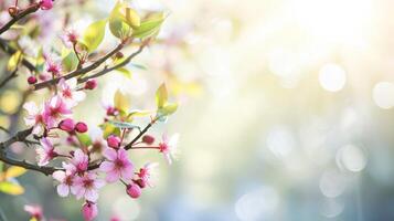 AI generated spring natural frame background with copy space photo