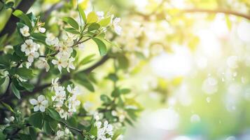 AI generated spring natural frame background with copy space photo