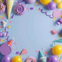 AI generated birthday template transparent background with colourful party photo