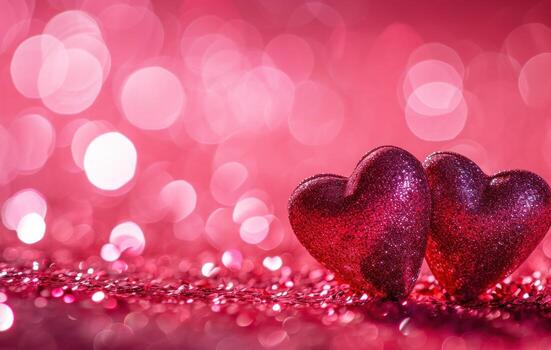 AI generated two heart shapes standing on a pink background photo
