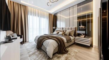 AI generated bedroom luxury designs for small spaces photo