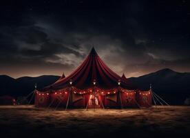 AI generated a circus tent lit up at night photo