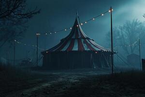 AI generated an empty circus tent in night photo