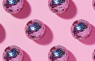 AI generated pink disco ball pattern over pink background photo