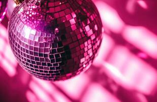 AI generated pink disco ball in vintage style, photo