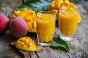 ai generado refrescante mango jugo foto