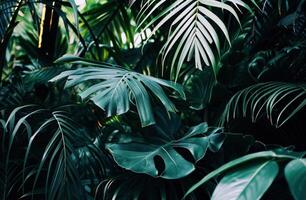 AI generated tropical leaves background pattern photo