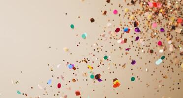 AI generated confettis, gold bottles, silver stars, and paper confetti photo