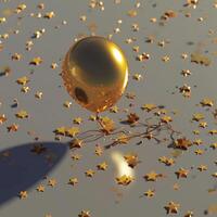 ai generado primero cumpleaños dorado globo en parte superior de estrellas foto