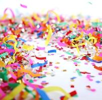 AI generated colorful confetti on white background photo