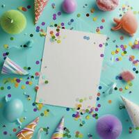 AI generated colorful birthday background with white paper surrounded photo