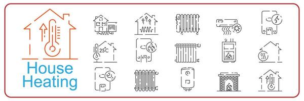 casa calefacción línea icono colocar. suelo radiante calefacción contorno vector. Delgado línea negro suelo radiante calefacción icono, plano vector sencillo elemento. editable inteligente hogar concepto aislado en blanco antecedentes.