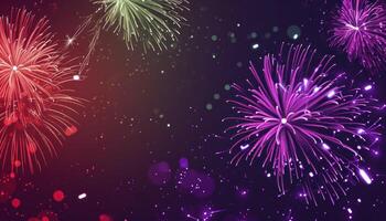 AI generated colorful fireworks are flying in several different colors photo