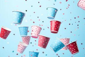 AI generated paper cups with stars hung around them photo