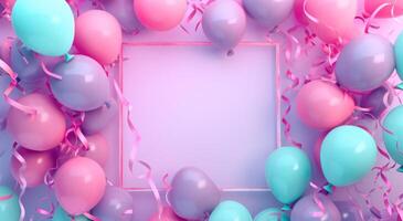 AI generated a pretty pink background with tons of balloons around the square photo