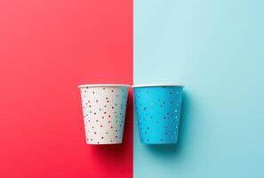 AI generated paper cups with stars hung around them photo