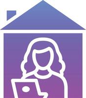 Women Working at Home Vector Icon
